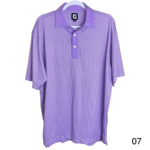 footjoy mens large purple collar pasley golf school tennis outdoor polo shirt